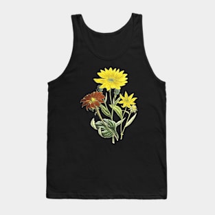 Summer Flowers Vintage Botanical Illustration Tank Top